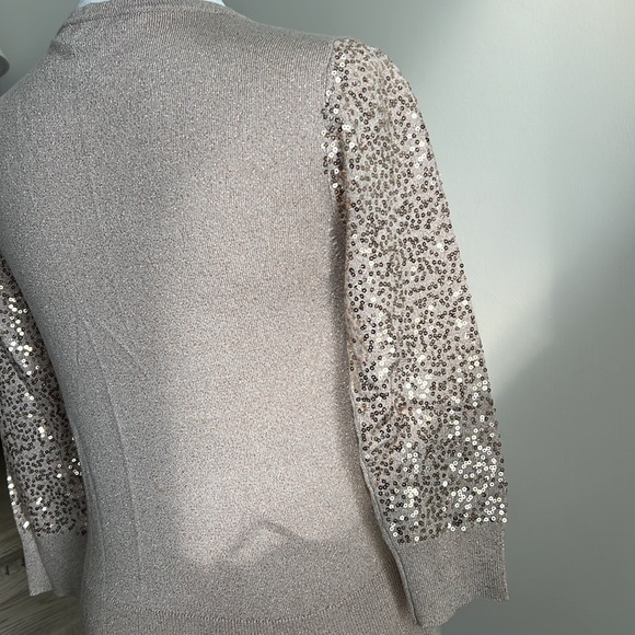 Women’s White House Black Market gold sequin cardigan size XXS holiday - Picture 6 of 7